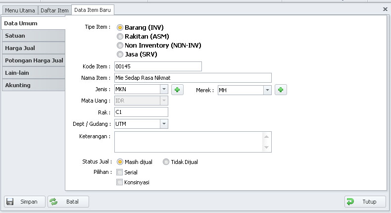 Cara Input Data Item / Data Barang di IPos 4