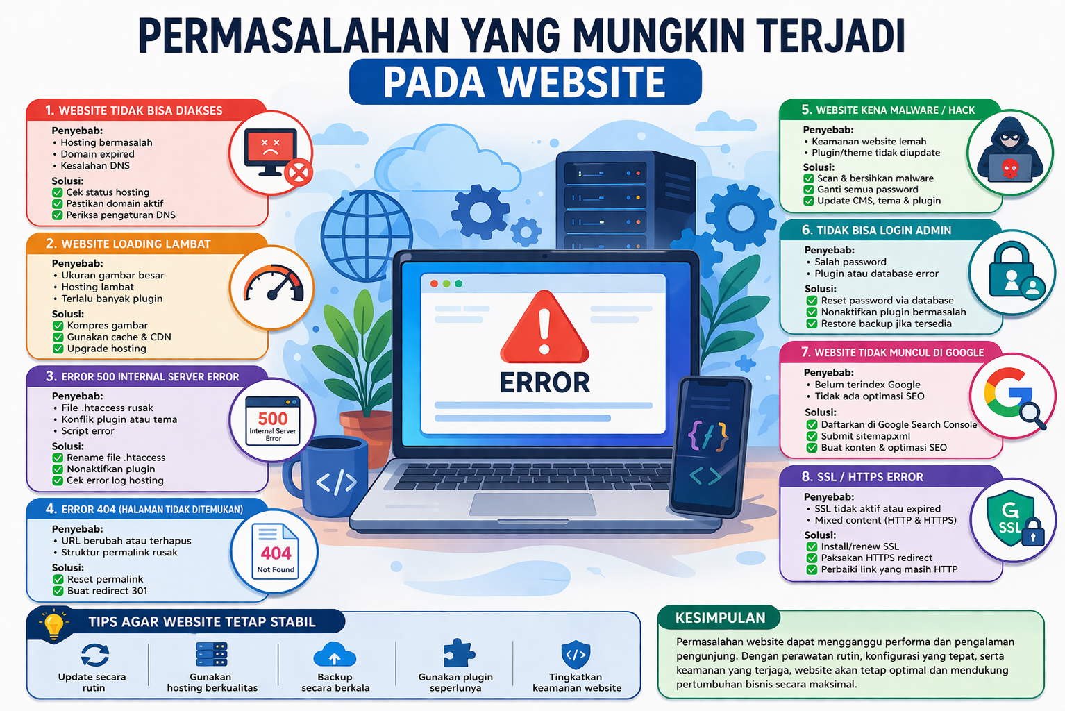 Permasalahan yang Sering Terjadi pada Website dan Cara Mengatasinya